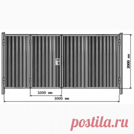 Ворота профлист с калиткой внутри- 2мх3м