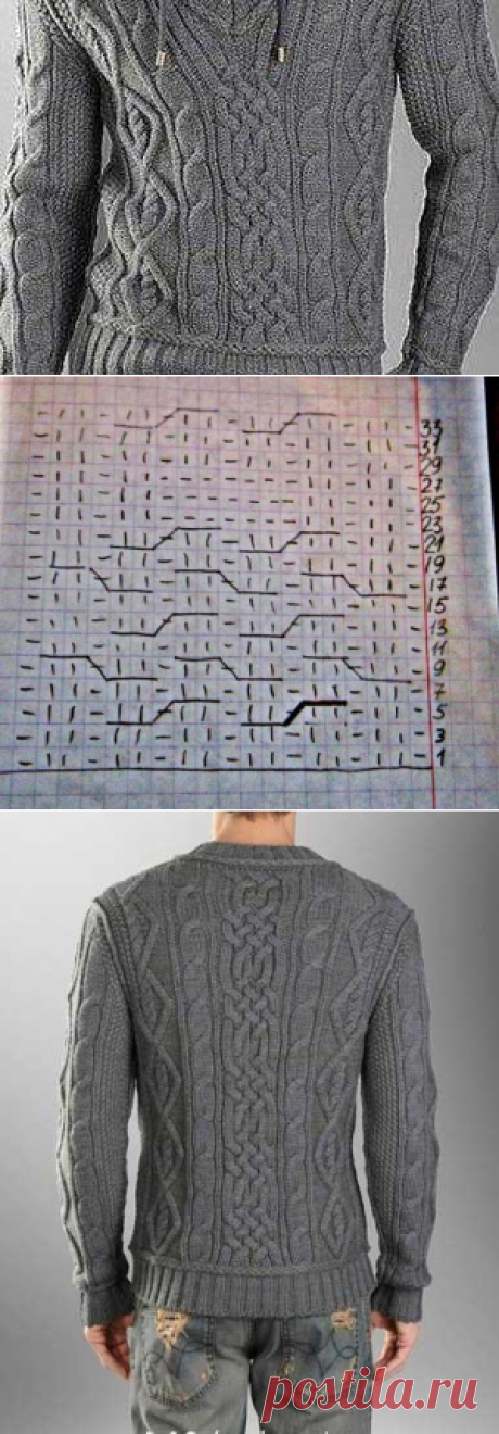 Мужской пуловер спицами D&G "Серебряный принц"(у меня получилось связать) | Журнал Ярмарки Мастеров