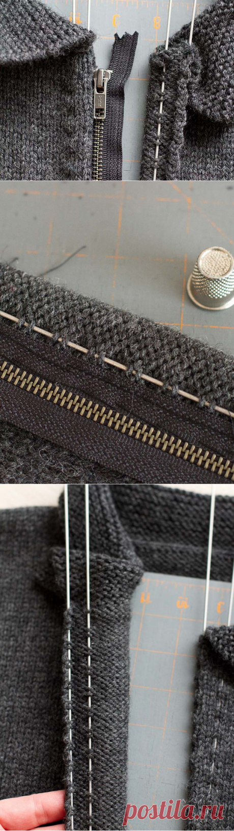 Как вшить молнию в вязаное изделие - схема вязания спицами. Вяжем Техника вязания на Verena.ru