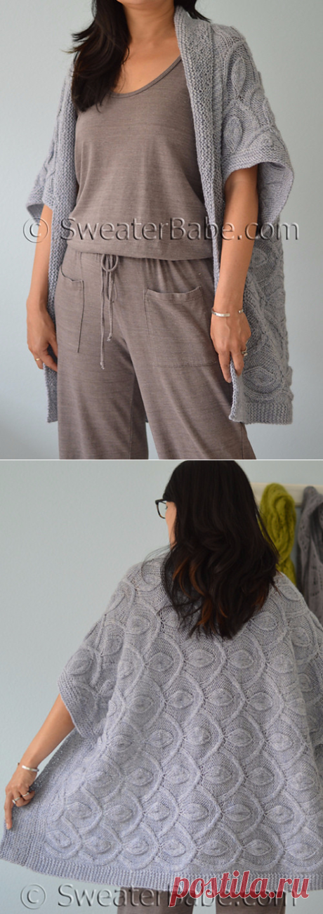 Вязание для женщин. Серый кардиган-конверт спицами (Hamachi Cardigan Addendum by SweaterBabe) для женщин / Вязание