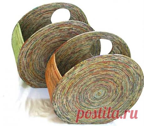 Сумочки из газетных трубочек от Greenveranda.