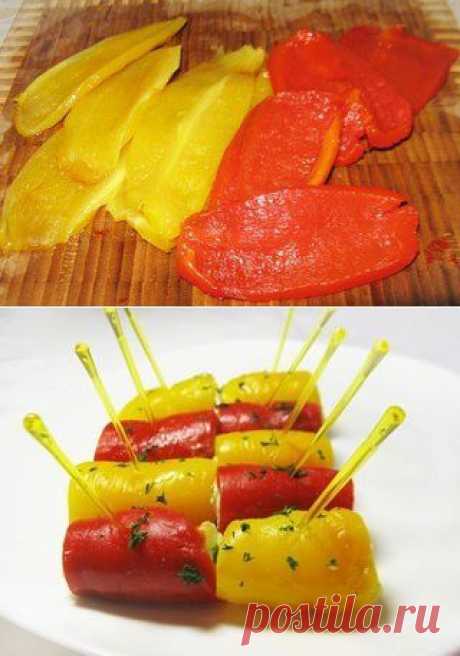 Рулетики из печеного перца с сырным кремом - Простые рецепты Овкусе.ру