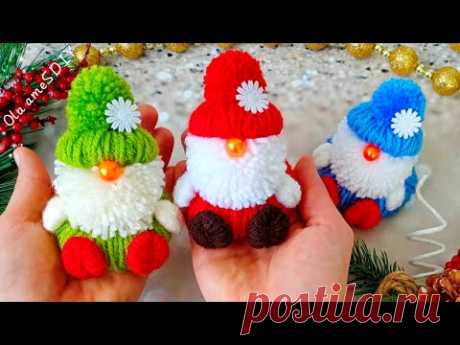 🎄 Как Красиво ❤️🌟 Супер Простая Идея Рождественских Гномиков из Пряжи - Вам Понравится их Делать