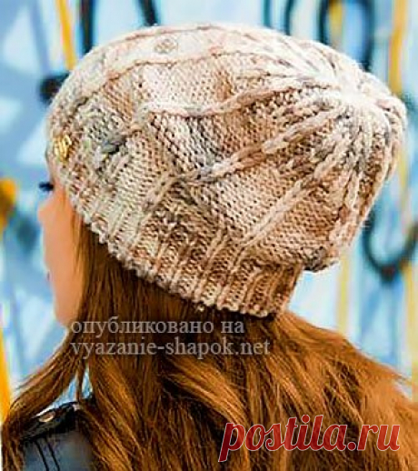 Молодёжная шапка Нэлли для девушек спицами | Вязание Шапок - Модные и Новые Модели