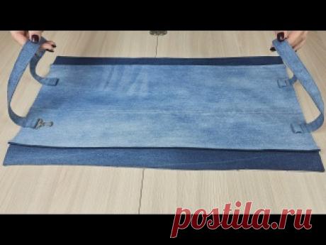Очень просто сшить сумку-тоут из старых джинсов за 30 минут!