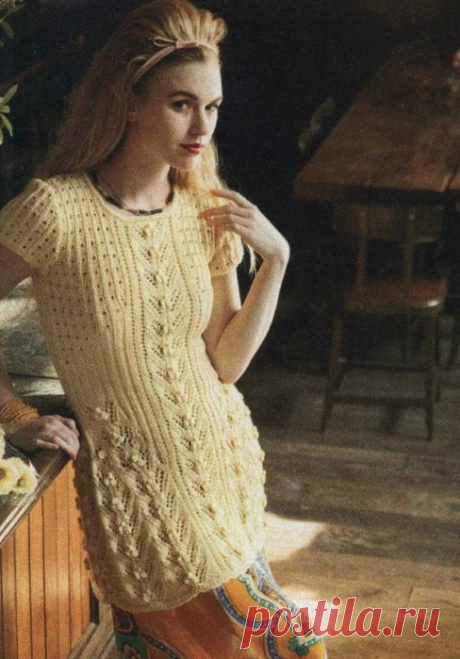 Ажурная туника/платье с узором «шишечки».