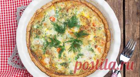 Киш с красной и белой рыбой