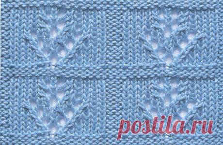 Узор «Цветочные клеточки» - схема вязания спицами с описанием на Verena.ru