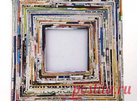 Идеи декора: фоторамки из скрученных журнальных листов