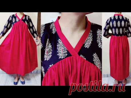 Beautiful Designer Long Kurti Easy Cutting and Stitching @Roshni Sewing House