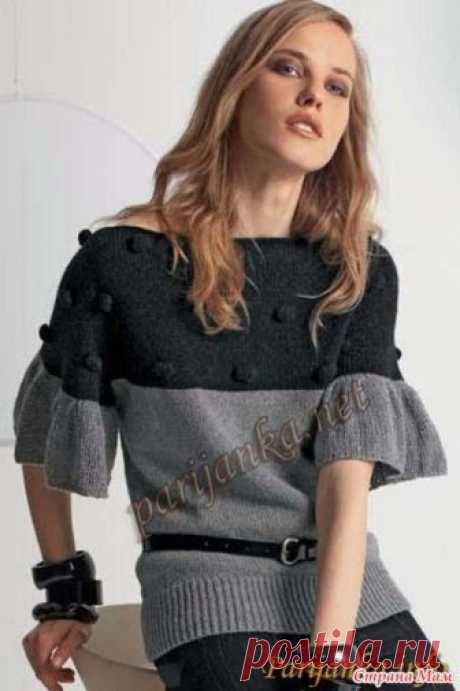 ПУЛОВЕР 21*ORIGIN BDF №539 С САЙТА ПАРИЖАНКА-ПРОСТО, НО ЭФФЕКТНО. Размеры S - M - L - XL Нитки Cachemire’ (50 г./150 м.) (90% кашемир, 10% шерсть) цвет Luxe 4 - 5 - 5 - 6 клубков, цвет Noblesse 3 - 3 - 3 - 3 клубка. Спицы № 3 - 3,5 и 7., доп. спица