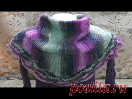 Вяжем платок БАКТУС из пряжи фрагментарного крашения
