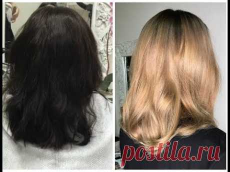 Смывка чёрного в светло-русый оттенок (пошаговый рецепт). From black "box color" to dark blond