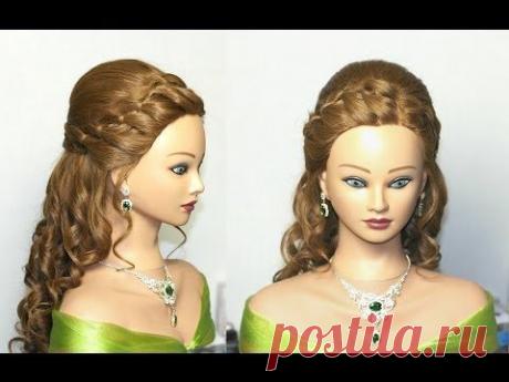 Romantic prom, bridal hairstyles for long hair. Свадебная прическа, прическа на выпускной - YouTube