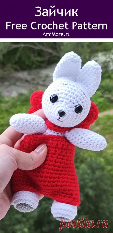 PDF Зайчик крючком. FREE crochet pattern; Аmigurumi animal patterns. Амигуруми схемы и описания на русском. Вязаные игрушки и поделки своими руками #amimore - заяц, Зайчик из мультфильма "Когда зажигаются ёлки", кролик, зайчонок, зайка, крольчонок.