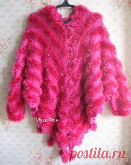 Нарядное пончо спицами