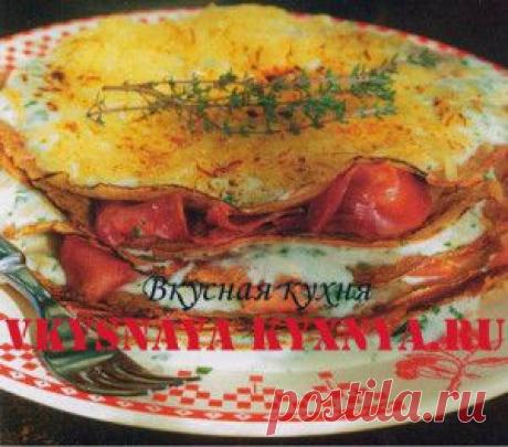 Блинный пирог с творожной начинкой. | Вкусная кухня