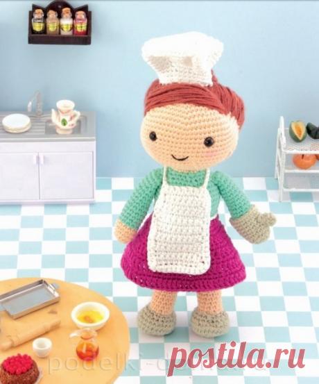 Кукла Бетти - повар, вязание крючком, техника амигуруми