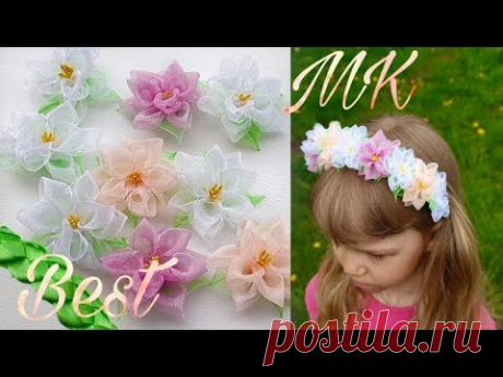 Цветы из органзы. Весенний ободок. МК / DIY 2020