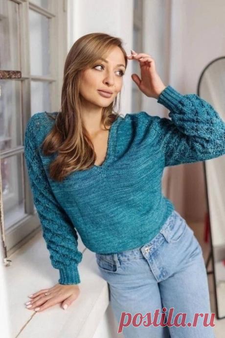 Пост на стене КРАСИВЫЙ ДЖЕМПЕР "МОРСКОЙ БРИЗ".#спицы