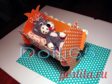 Работы из бумаги: кроватка для кукол из картона (мебель для кукол, кроватка) » ProstoDelkino.com - поделки своими руками.