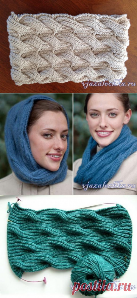 Двусторонний снуд спицами от Kathleen Cubley