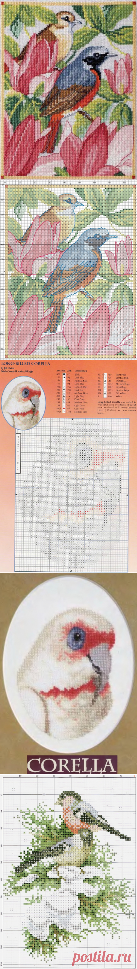 3 схемы вышивки птиц