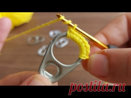 Супер вязание крючком с использованием кольца от жестяной банки