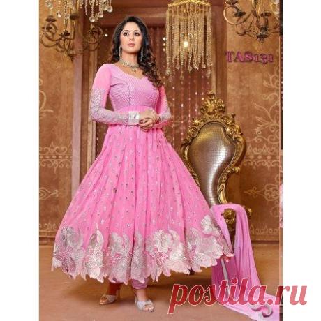 Thankar New Attractive Designer Georgette Pink Anarkali Suit -Online Shopping-3