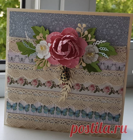 Открытка из обрезков бумаги