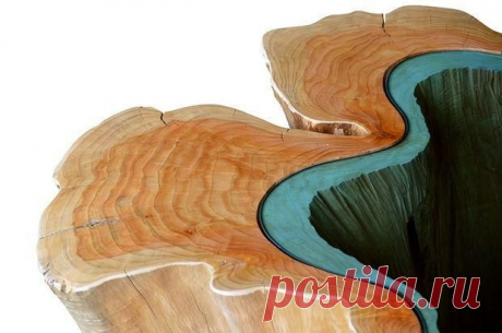 studio | Деревянная мебель со стеклянными реками