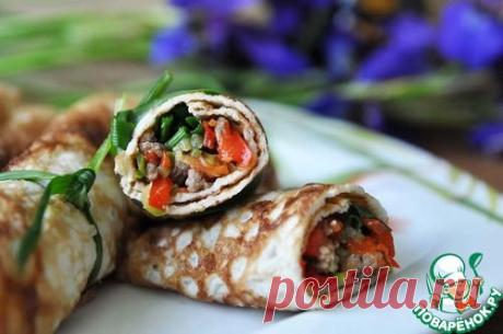 Китайские яичные блинчики с начинкой.