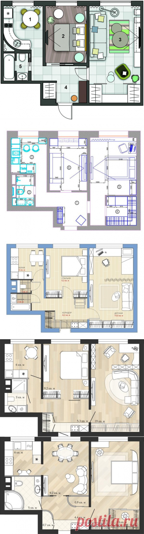 Двушка 44 м² в «убитой» панельной хрущёвке: 7 идей перепланировки (бесплатно) | Филдс | Яндекс Дзен