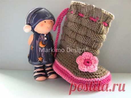 Babyschuhe Krabbelschuhe Babystiefel Grau Rosa Himbeere Lisa aus Babyschuhe von markimodesign #438570