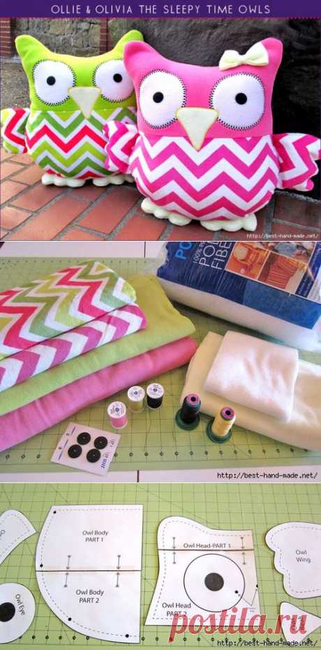 Совы из ткани от Sew4Home. Шаблон и мастер-класс