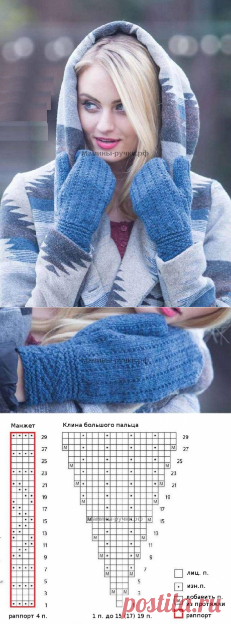 Вязаные спицами варежки Lowe от Лизы Якобс. Схемы и описание вязания на русском - Модели спицами для нас красивых - Мамины ручки