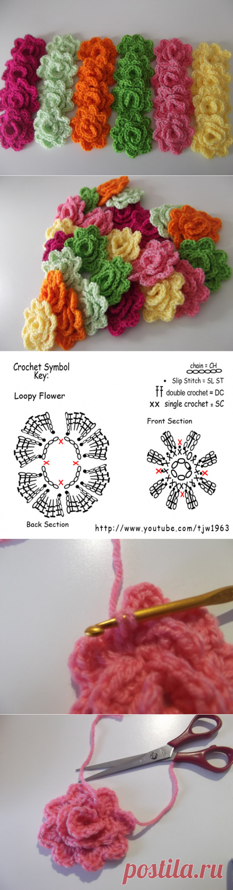 Вязание крючком Loopy Бабушка площади и цветы.