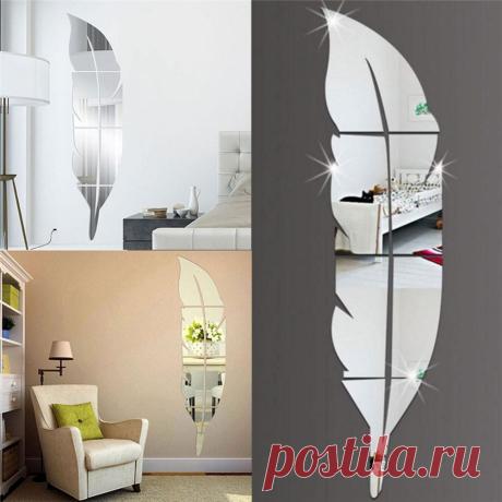 1 шт. акриловое зеркало для домашнего декора 15*72 см DIY перо шаблон акриловый зеркальный эффект стикер на стену для домашнего украшения|Декоративные зеркала| | АлиЭкспресс
