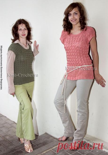 Безрукавка-топ фасона "реглан", на спицах. / knit-crochet.ru