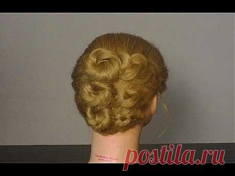 Плетение кос. Прическа для средних волос. Braided party hairstyles - YouTube