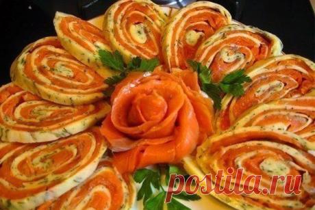 Сырные рулетики с семгой