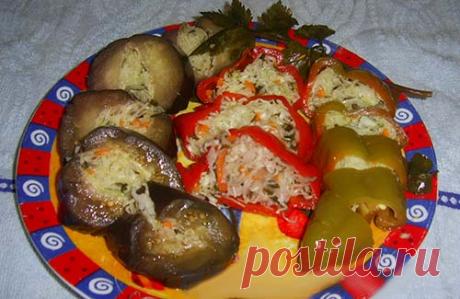 Овощи фаршированные капустой в рассоле