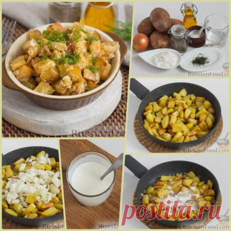 Тушеная картошка с луком, в сметане
Картофель - 500 г
Лук репчатый - 150 г
Сметана - 50 г
Вода - 50 мл
Укроп сушеный - 1 ч. ложка
Масло растительное - 1 ст. ложка
Соль - 0,5 ч. ложки (по вкусу)
Перец чёрный молотый - на кончике ножа (по вкусу)
Зелень укропа (для подачи) - по вкусу