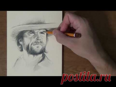 Портрет Клинта Иствуда в простом карандаше