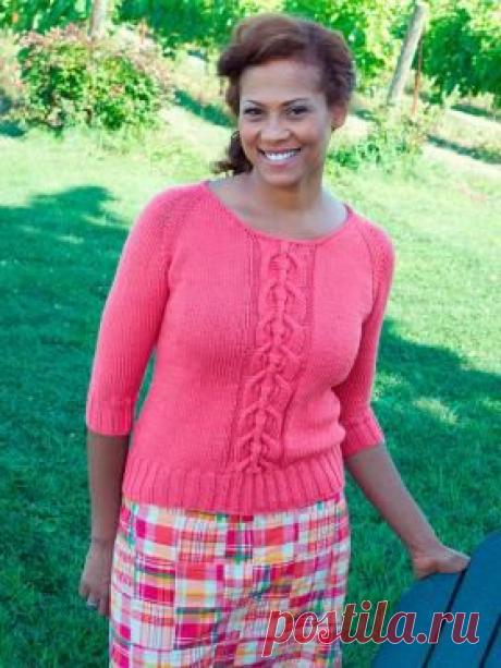 Розовый свитер с рукавом реглан на knitweek.ru