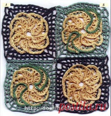 Вязание крючком мотивов с цветами / Handmade / 1. Крючкотворные Мотивы / Pinme.ru / Ольга Захарова-Черных