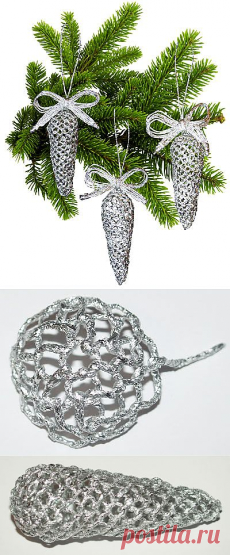 Олеся Емельянова. Бесплатный мастер-класс плетения из фольги елочных игрушек и украшений: Шишка с бантиком. Плетение из фольги своими руками. Сделай сам! Инструкция