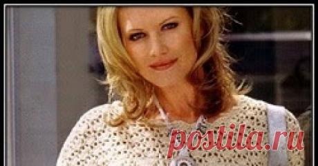 Летний ажурный пуловер Ажурный пуловер связанный спицами и крючком со схемой узора и описанием вязания