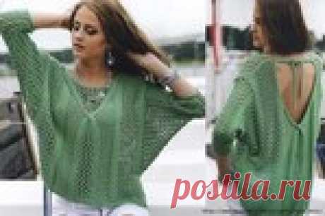 ОЧАРОВАТЕЛЬНЫЙ ЗЕЛЕНЫЙ ДЖЕМПЕР СПИЦАМИ С ОТКРЫТОЙ СПИНОЙ!