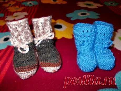 Вязание спицами пинеток для новорожденных. Для начинающих.